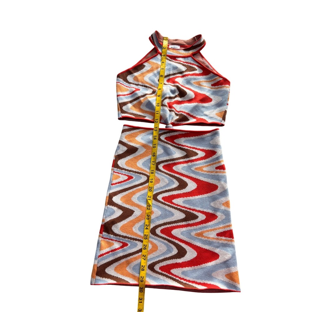 Princess Polly Mini Dress Women XS/S Multi Color Retro Wavy Knit Cutout Halter - Picture 11 of 11